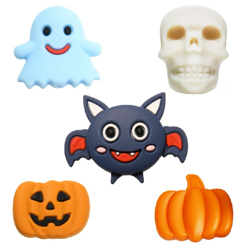 Silicone Focal Beads Halloween Ghost Pumpkin Bat Designs 10pcs 5