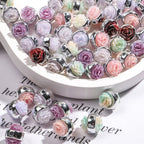 Plating Rose Acrylic Beads 12mm Double Sided Glitter Powder 50pcs