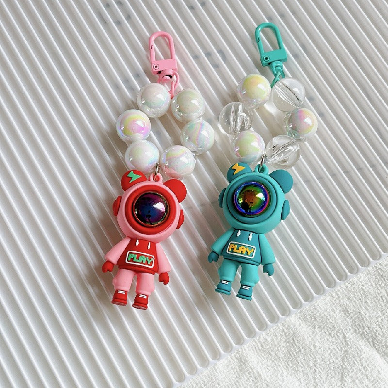 Acrylic Spaceman Beaded Keychain Colorful Astronaut Charm 3