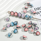 Plating Glitter Floral Heart Acrylic Beads 12mm Pastel Colors 50pcs 3