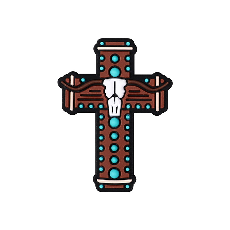 Silicone Focal Beads Jesus Faith Cross With Holly Cardinal 20pcs 14