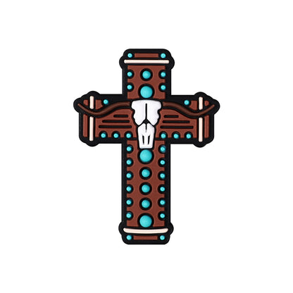 Silicone Focal Beads Jesus Faith Cross With Holly Cardinal 20pcs 14