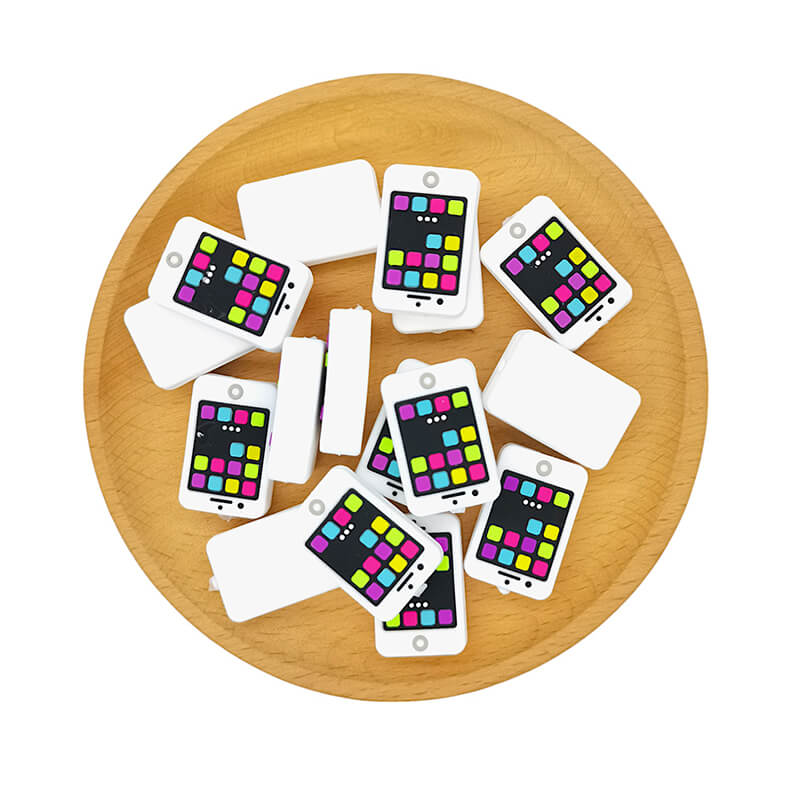 Silicone 3D Focal Beads Phone Jewel Tone Icons White Frame 2
