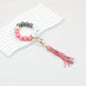 Tassel Wooden Beaded Keychain with PU Leather Tassel 23x10cm