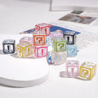 Clear Square Acrylic Beads 14mm Question & Exclamation Mark Pattern 30pcs