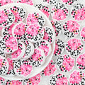 Silicone Focal Beads Lets Go Girls Pink Check Cow Print 20pcs
