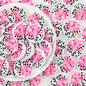 Silicone Focal Beads Lets Go Girls Pink Check Cow Print 20pcs