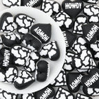 3D Western Cowboy Heart Silicone Focal Beads Cow Print 20pcs