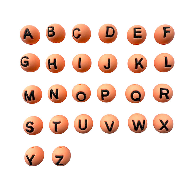 15mm Silicone Letter Beads Alphabet A-Z Solid Color Printed 26pcs 8