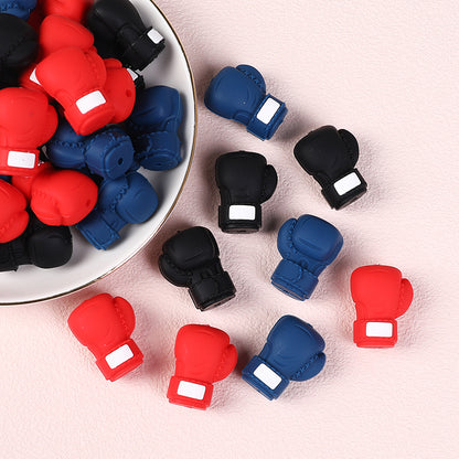 Silicone 3D Focal Beads Boxing Gloves White Label 20pcs