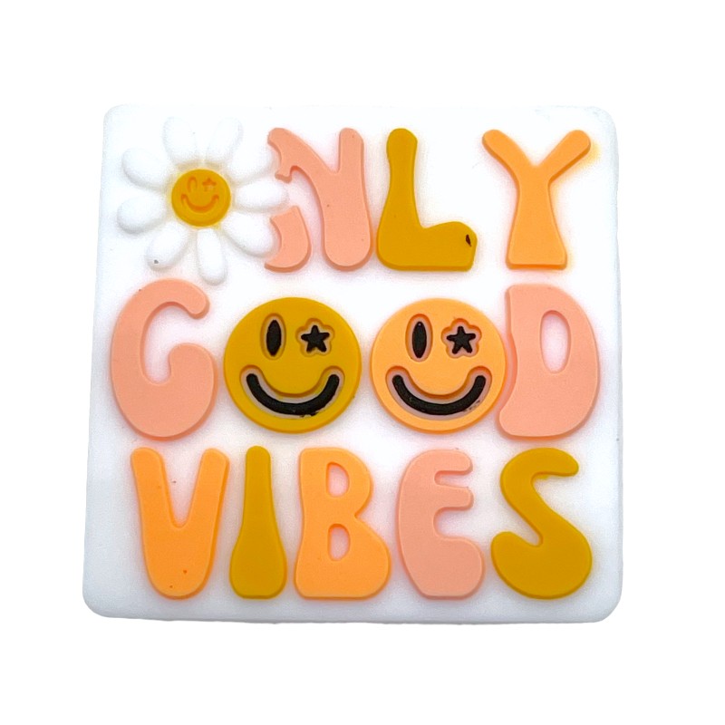 Silicone Focal Beads Only Good Vibes Winking Smileys Daisy 20pcs