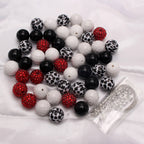 Bubblegum Beads 20mm Black White Red Rhinestone Chunky Mix 50pcs 3