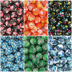 15mm Deep Color Pattern Printed Silicone Round Beads 50pcs