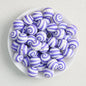 Colorful 15mm Swirl Pattern Priented Round Silicone Beads 50pcs - Purple