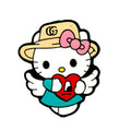 Silicone Focal Beads GG Kitty Wearing Straw Hat Pink Bow 20pcs