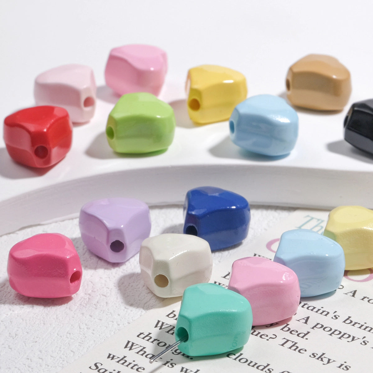 Irregular Faceted Heart Acrylic Beads 12mm Vibrant Colors 50pcs