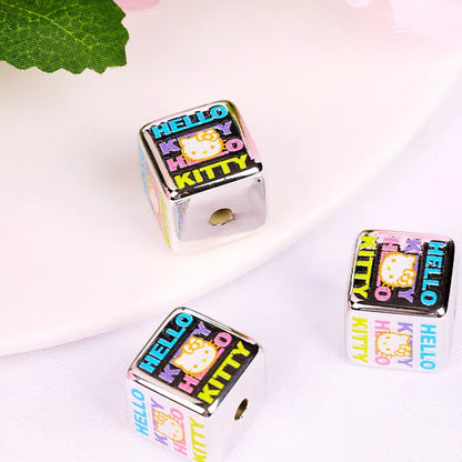 Cartoon Square Acrylic Beads 14-15.5mm Hello Kitty Printed 10pcs 5