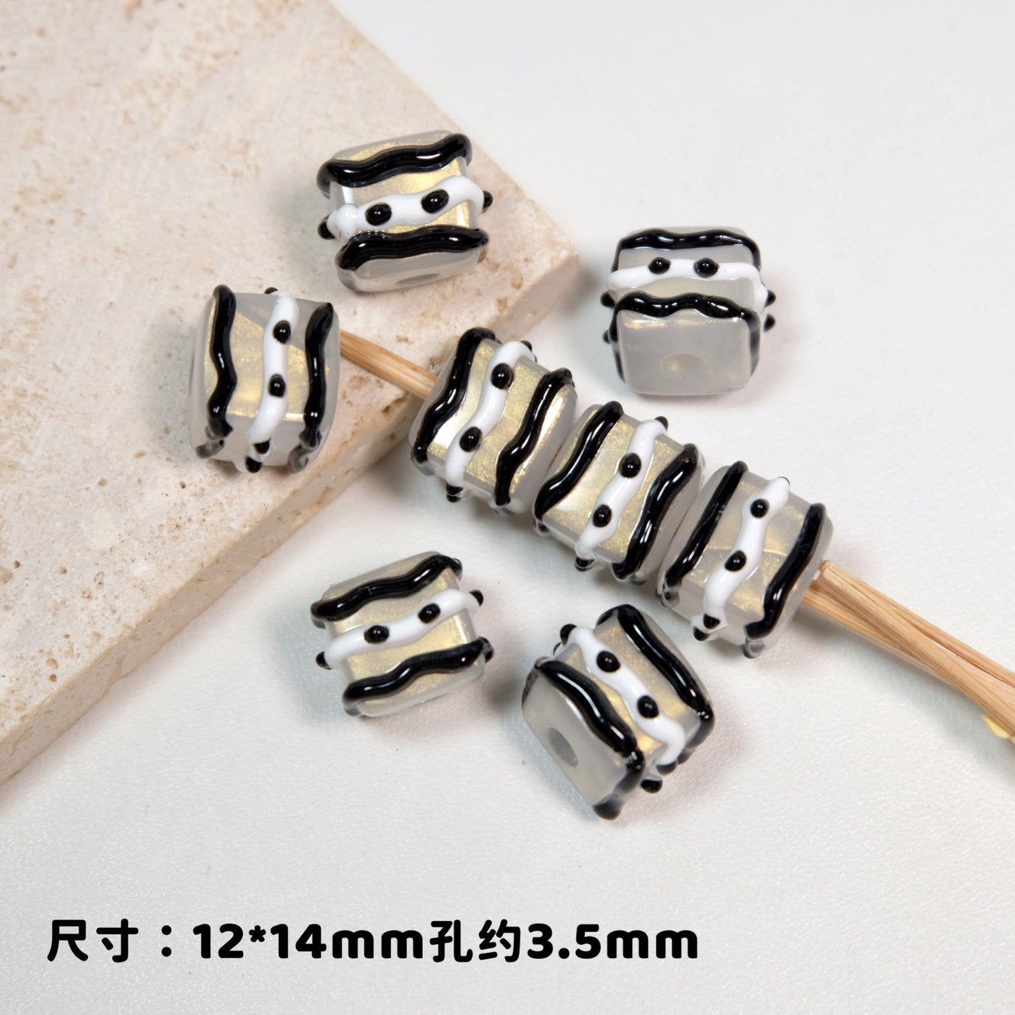 Hand Painted Square Acrylic Beads 12-14mm Colorful Enamel 10pcs 5