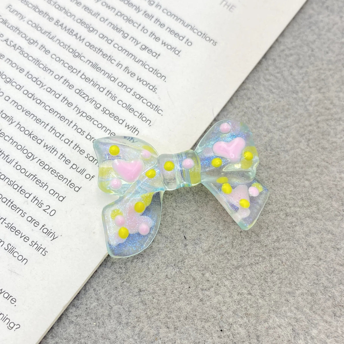 Hand Painted Bow Acrylic Beads 25-33mm Colorful Polka Dot 10pcs 8