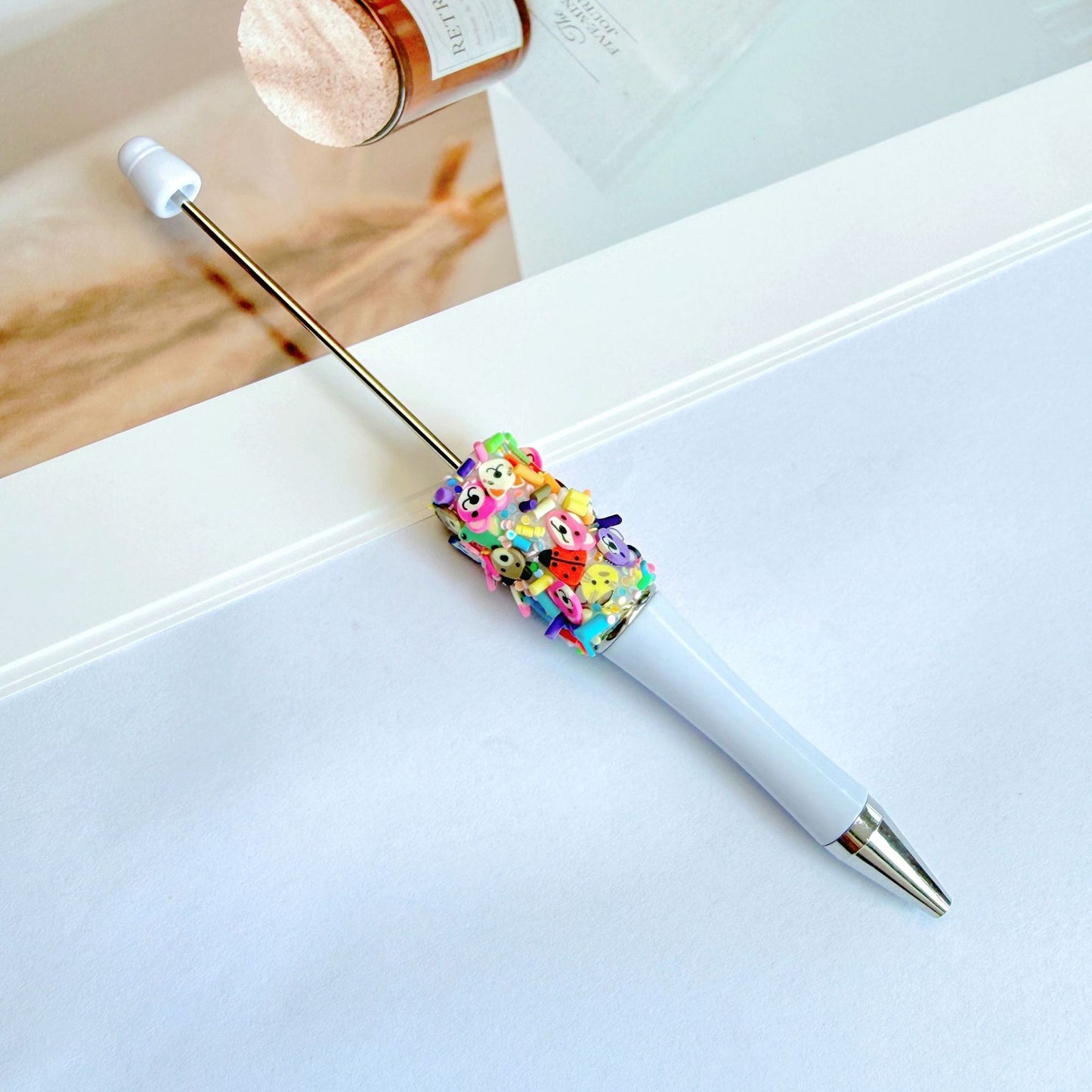Creative Animal Cartoon Patch Rainbow Heart Beadable Pen 8