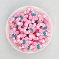 3D Pink Candy Cane Silicone Focal Beads Wholesale, Christmas Holly Design