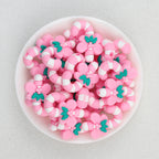 3D Pink Candy Cane Silicone Focal Beads Wholesale, Christmas Holly Design