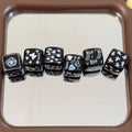 Black Doodle Square Acrylic Beads 14mm Unique Design 10pcs
