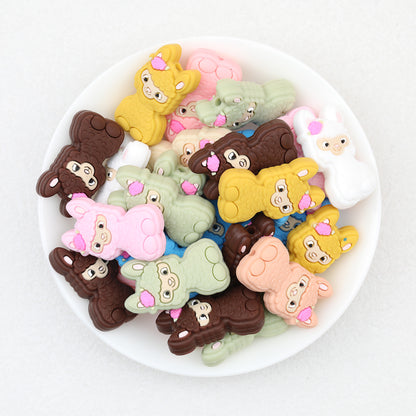 10 Color Cute Alpaca Silicone Focal Beads 20pcs 2