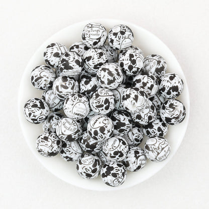 15mm Printed Silicone Beads Cartoon Character Designs 50pcs - Mickey