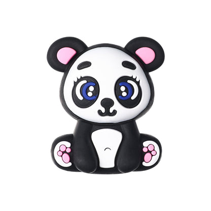 Silicone 3D Focal Beads Animal Panda Lion Sloth Hippopotamus Cow Sitting Pose 20Pcs 16