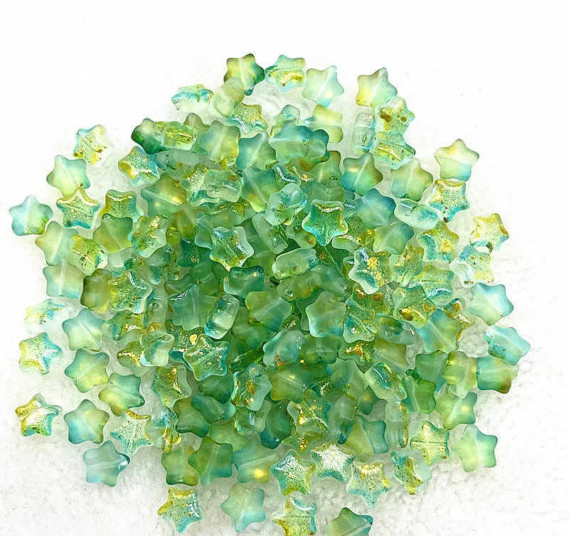 Pentagonal Star Glass Beads 8mm Transparent Pastel Colors 30pcs 33