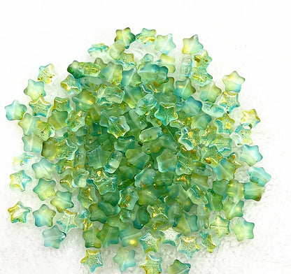 Pentagonal Star Glass Beads 8mm Transparent Pastel Colors 30pcs 33