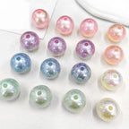 Plating Round Acrylic Beads 16mm Iridescent Wrinkle Texture 50pcs 2