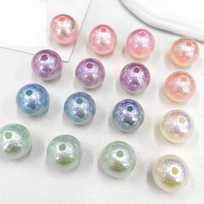 Plating Round Acrylic Beads 16mm Iridescent Wrinkle Texture 50pcs 2