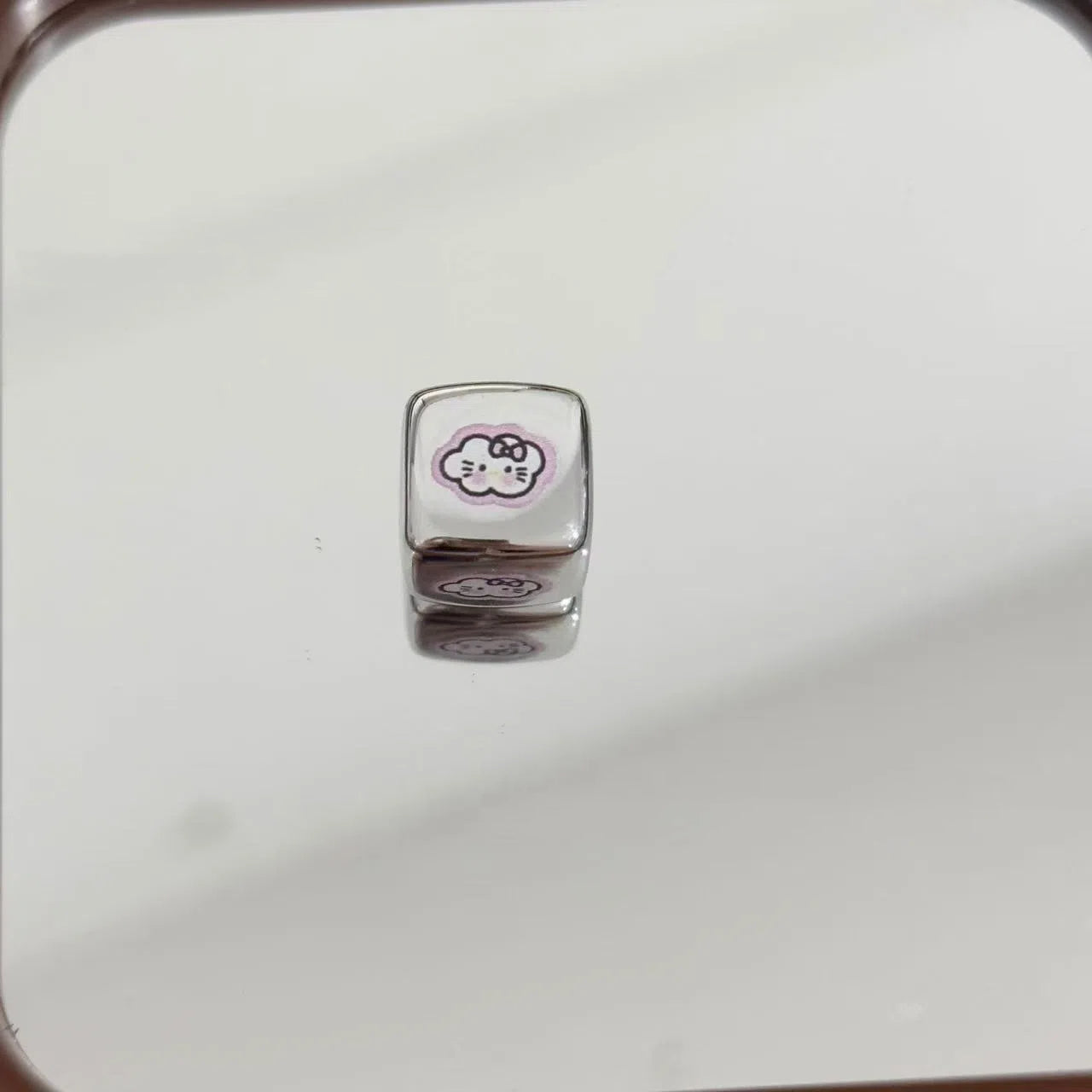 Silver Cloud Hello Kitty Acrylic Square Beads 14mm 10pcs 4