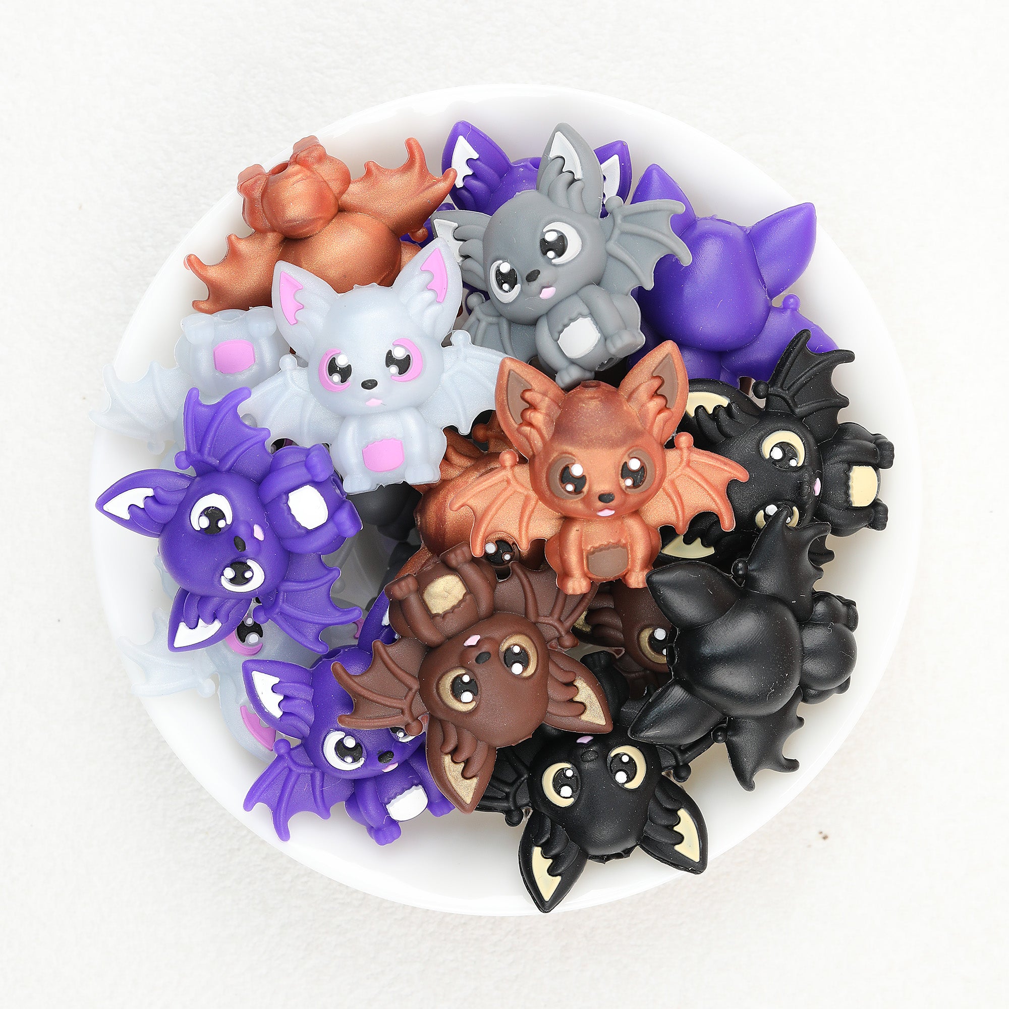  3D Multicolour Halloween Bat Silicone Focal Beads 20Pcs 2