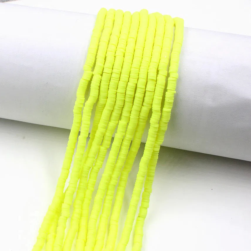Flat Clay Beads 4mm Solid Color Polymer Disc 10strands 8