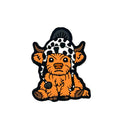 Silicone Focal Beads Highland Cow Baby Wearing Cozy Spotted Hat 1 pcs