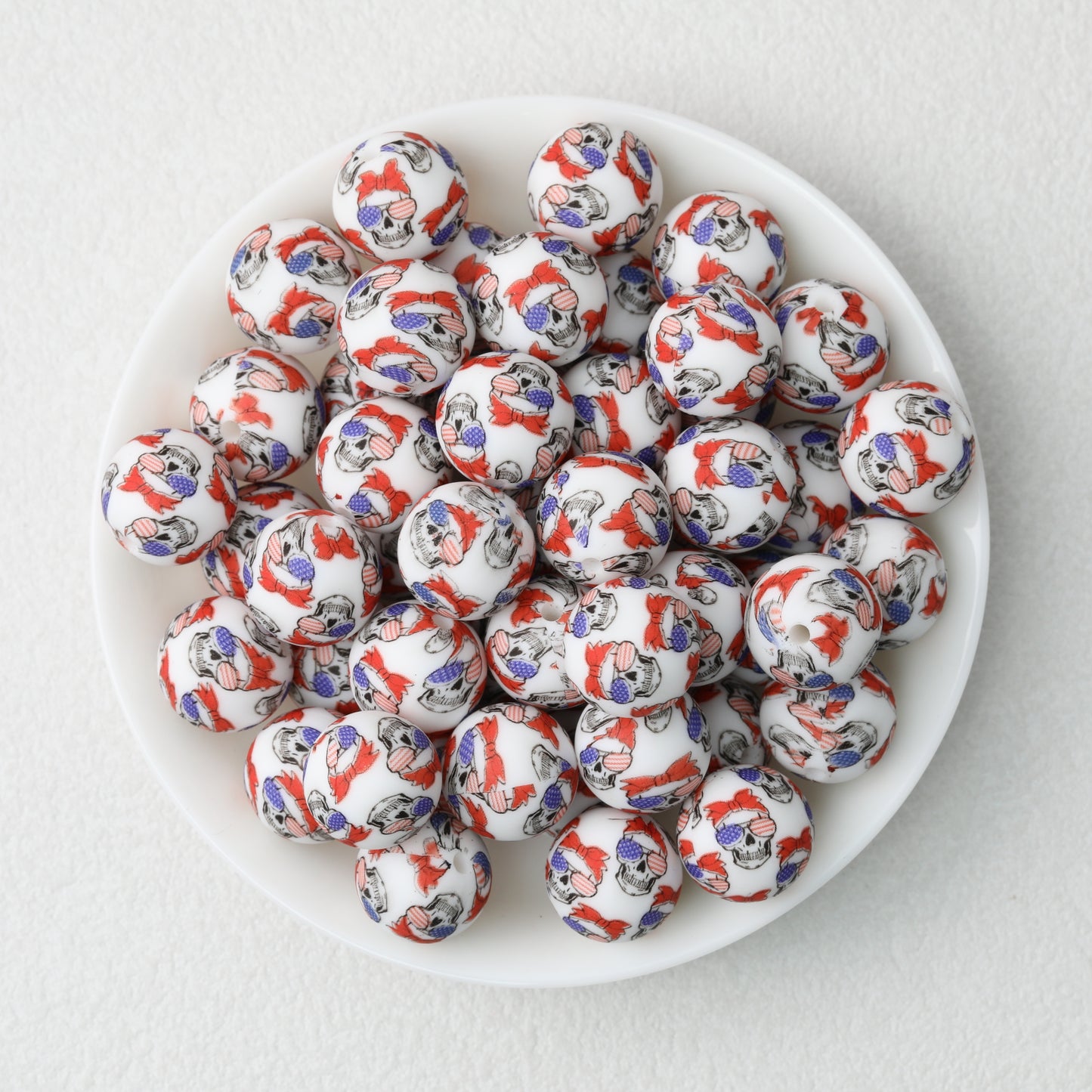15mm Printed Silicone Beads with Nurse Ambulance and Floral Designs 50pcs 10