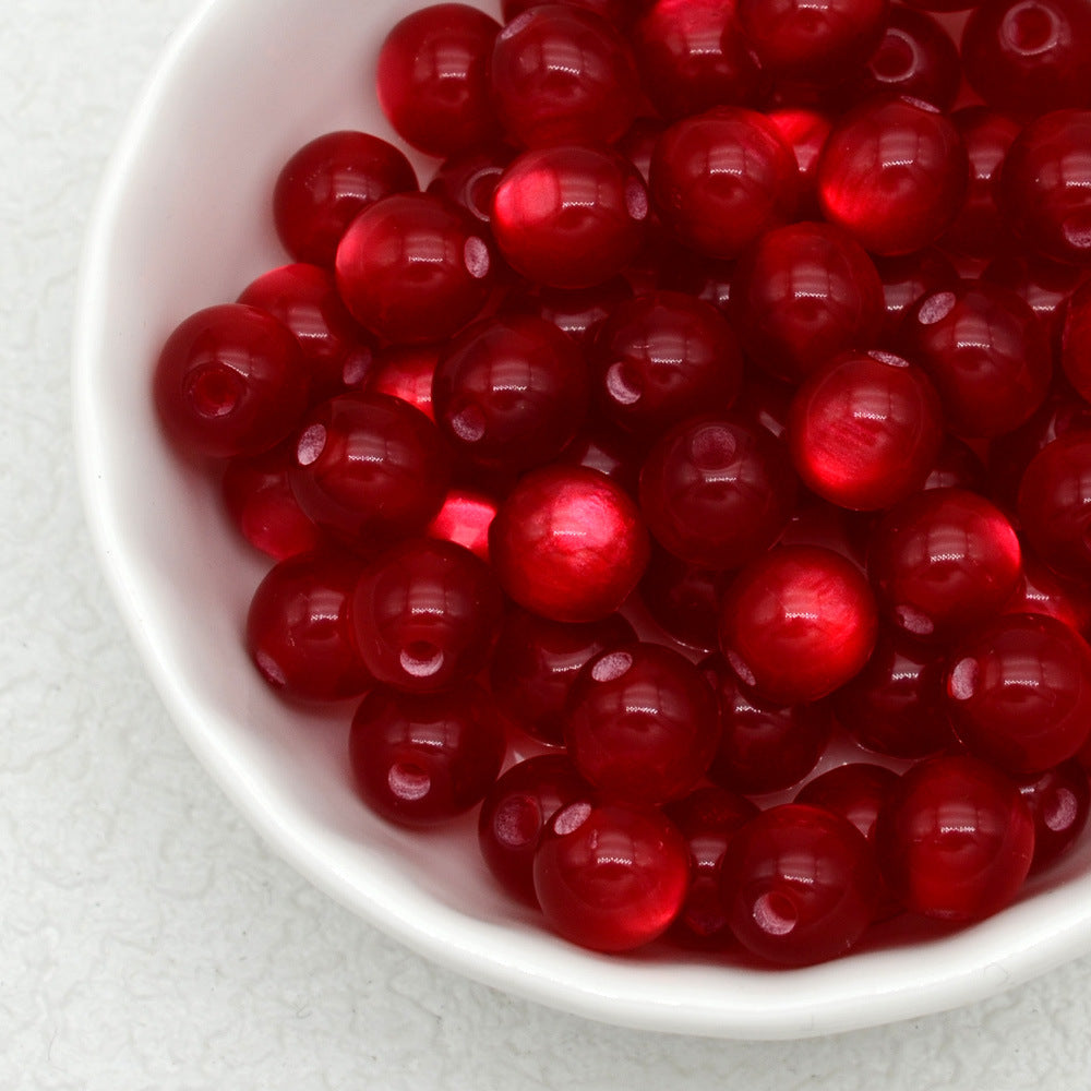 Jelly Color Imitation Cat Eye Resin Round Beads 8mm 10mm 100pcs 8