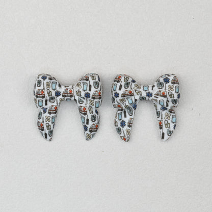 3D Printed Bow Shape Silicone Beads Colorful Pattern 10pcs 9