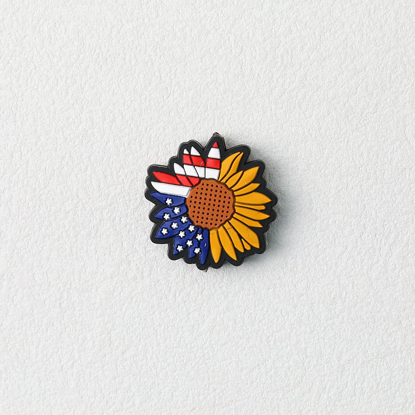 Patriotic Sunflower Silicone Focal Beads US Theme 20pcs