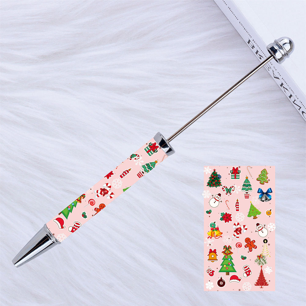 Beadable Pen Plastic Printed Pumpkin Ghost Spider Bat Halloween 3