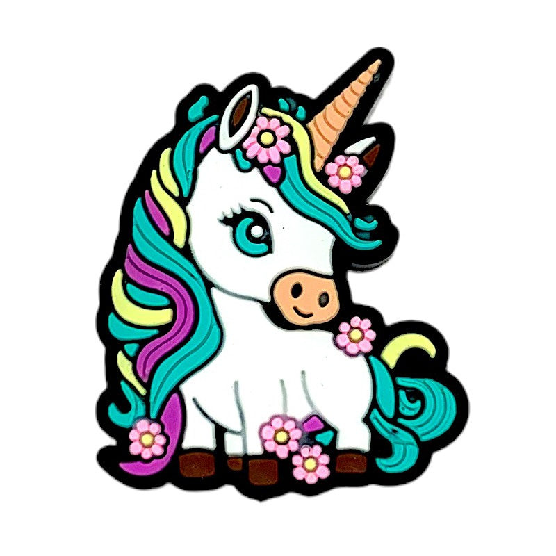 Silicone Focal Beads Unicorn Vibrant Mane Floral Accents 20pcs