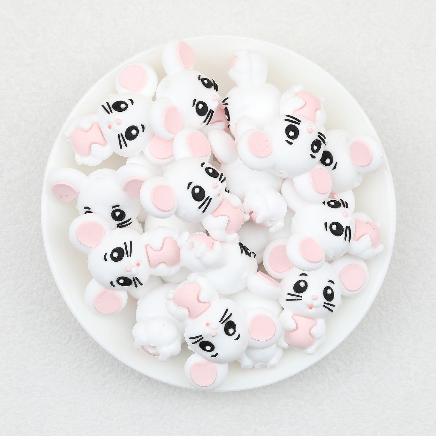 Cute 3D Mouse Silicone Focal Beads 20 pcs 3