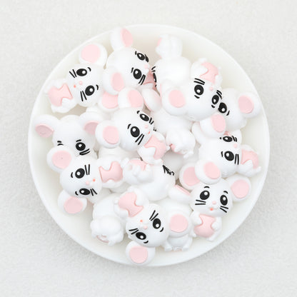 Cute 3D Mouse Silicone Focal Beads 20 pcs 3