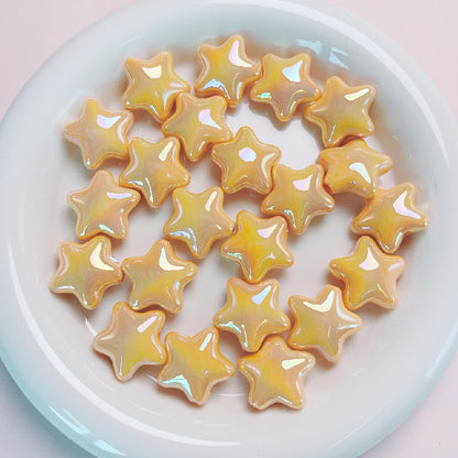 Opaque Star Acrylic Beads 22mm Glossy Colorful 10pcs 10