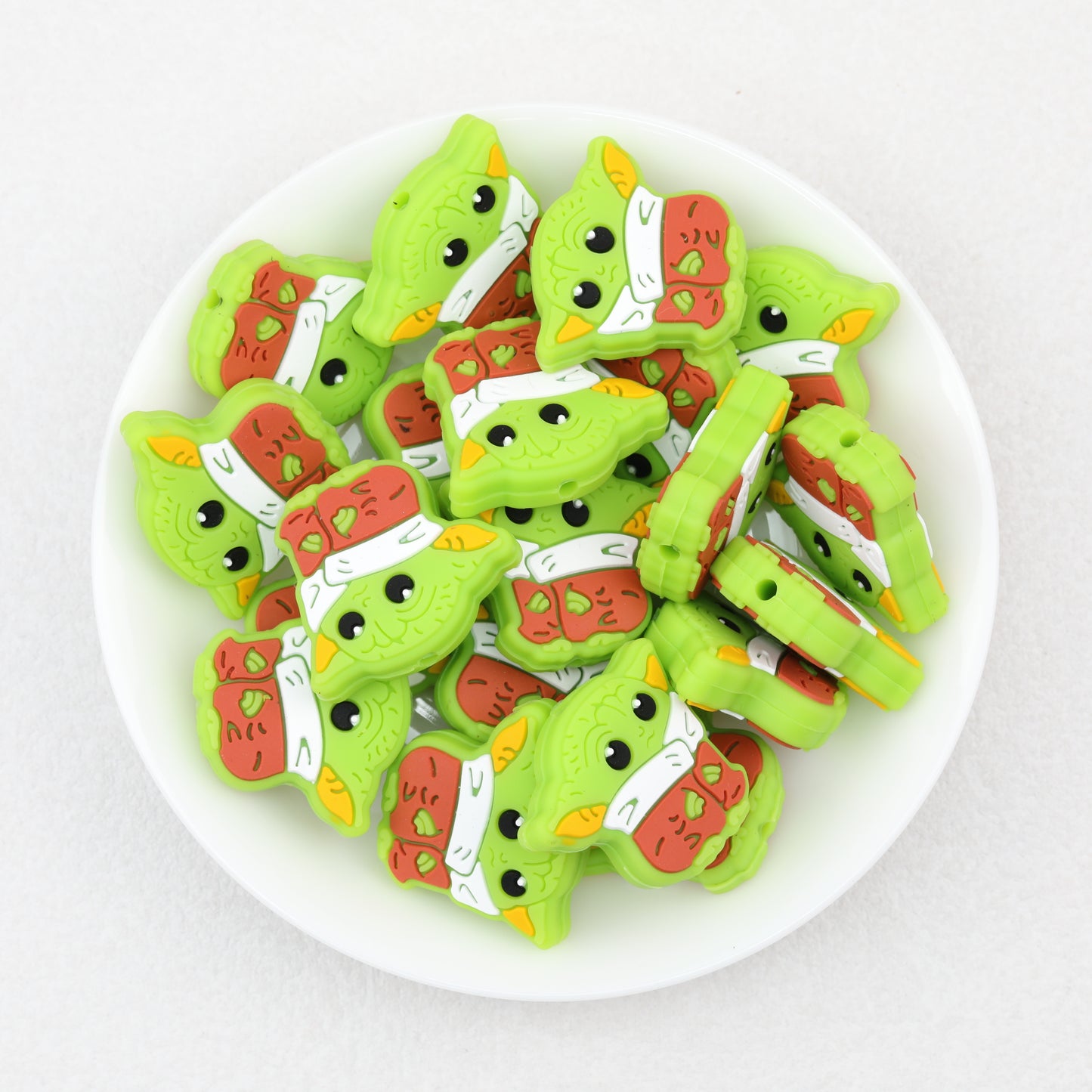 Cute Character Silicone Focal Beads Masked Face Design 20pcs 2