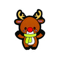Silicone Focal Beads Christmas Reindeer Red Nose Raised Detail 20pcs