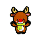 Silicone Focal Beads Christmas Reindeer Red Nose Raised Detail 20pcs